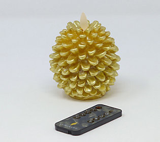 Luminara Flameless Pinecone Figural Candle with Remote Control | QVC