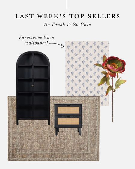 Last week’s top sellers are beautiful!
-
Afloral fake peony stem - artificial flower stems - black arched cabinet - Wayfair - black wood and cane nightstand - bedroom furniture sale - studio mcgee target neutral area rug - farmhouse linen wallpaper - small floral print wallpaper - removable wallpaper - neutral home decor - transitional home decor - affordable home decor - dining room arched cabinet  

#LTKsalealert #LTKhome