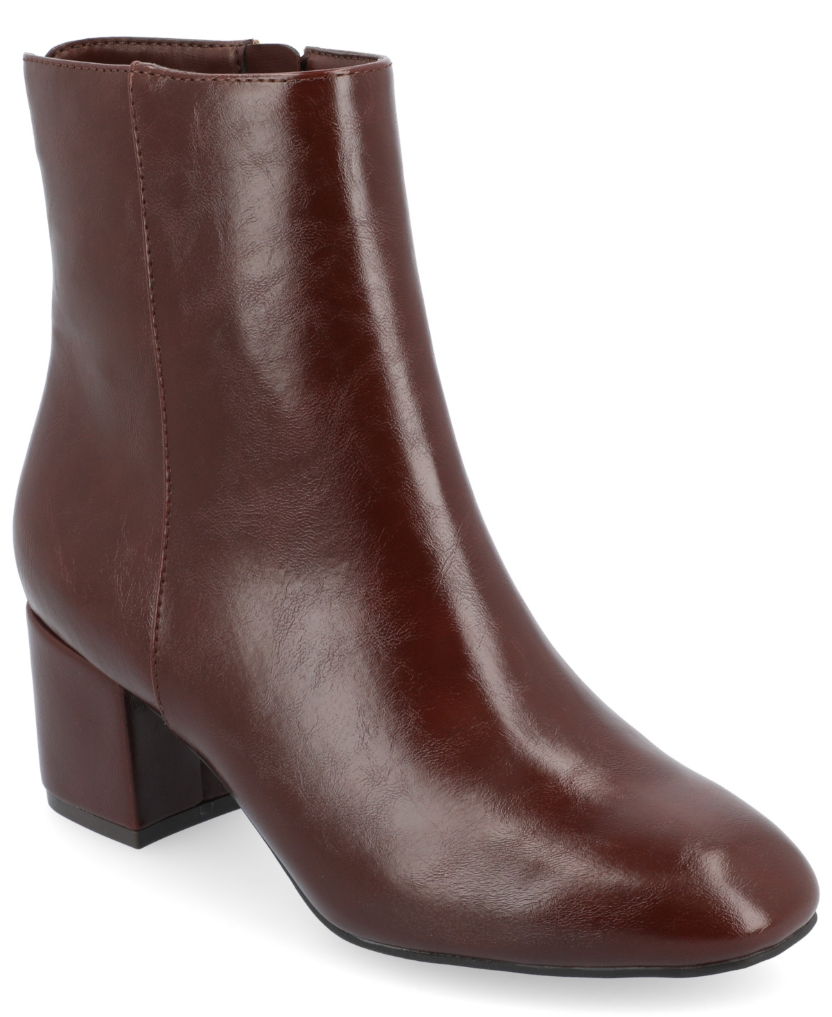Journee Collection Women's Adria Round Toe Block Heel Booties - Brown | Macy's