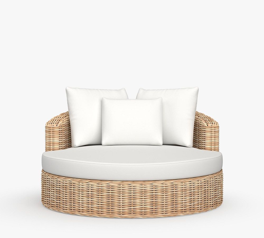 Huntington Wicker Round Swivel Outdoor Daybed | Pottery Barn (US)