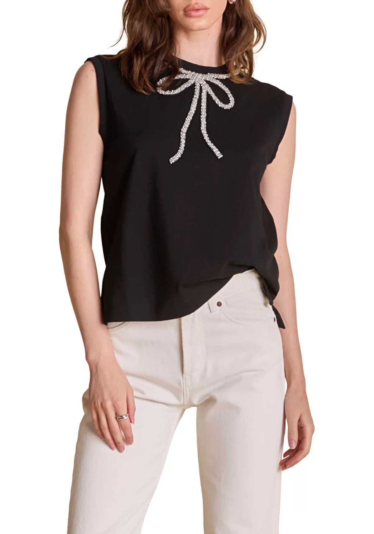 RHINESTONE BOW SLEEVELESS TOP | Belk