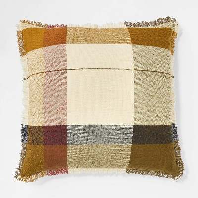 Oversized Woven Plaid Square Throw Pillow Brown/Cream/Red - Threshold™ designed with Studio McG... | Target