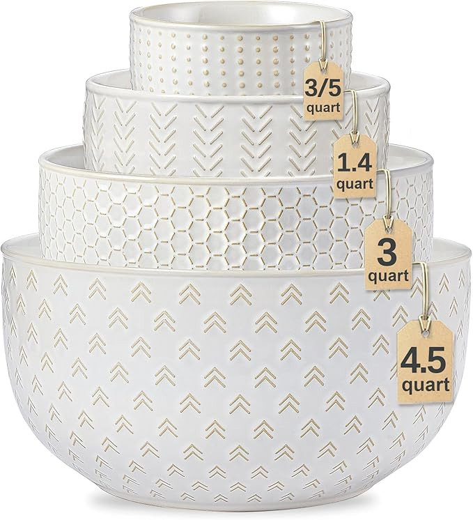 Lareina Ceramic Large Mixing Bowls Set of 4, Nesting Bowls for Cooking, Baking, Salad Etc, Servin... | Amazon (US)