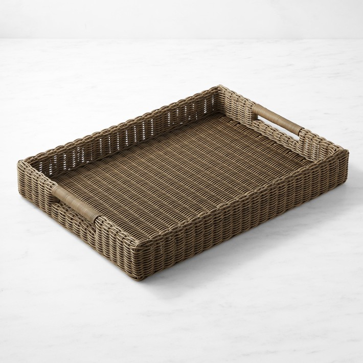 Larnaca All Weather Weave Wicker Tray | Williams-Sonoma