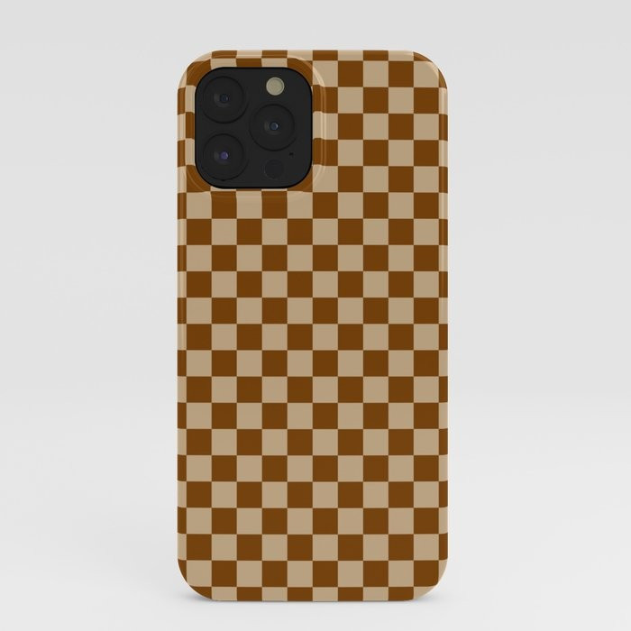Tan Brown and Chocolate Brown Checkerboard iPhone Case | Society6
