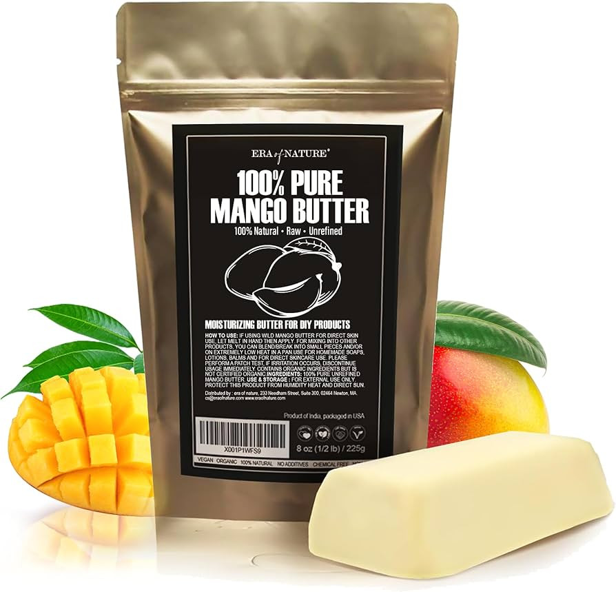 Organic Unrefined Raw MANGO BUTTER BLOCK Bulk, Skin Moisturizing, Use Alone or in DIY Body Butter... | Amazon (US)