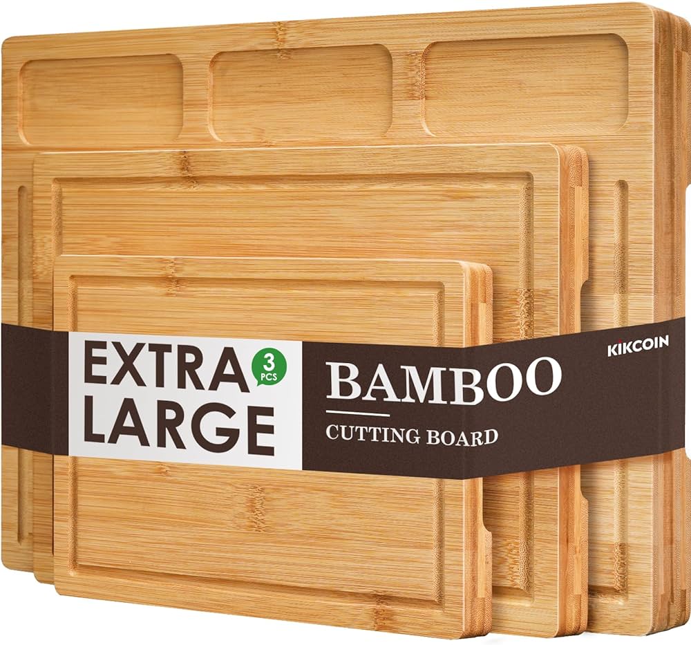 Bamboo Cutting Boards for Kitchen, (Set of 3) Kitchen Chopping Board with 3 Built-In Compartments... | Amazon (US)