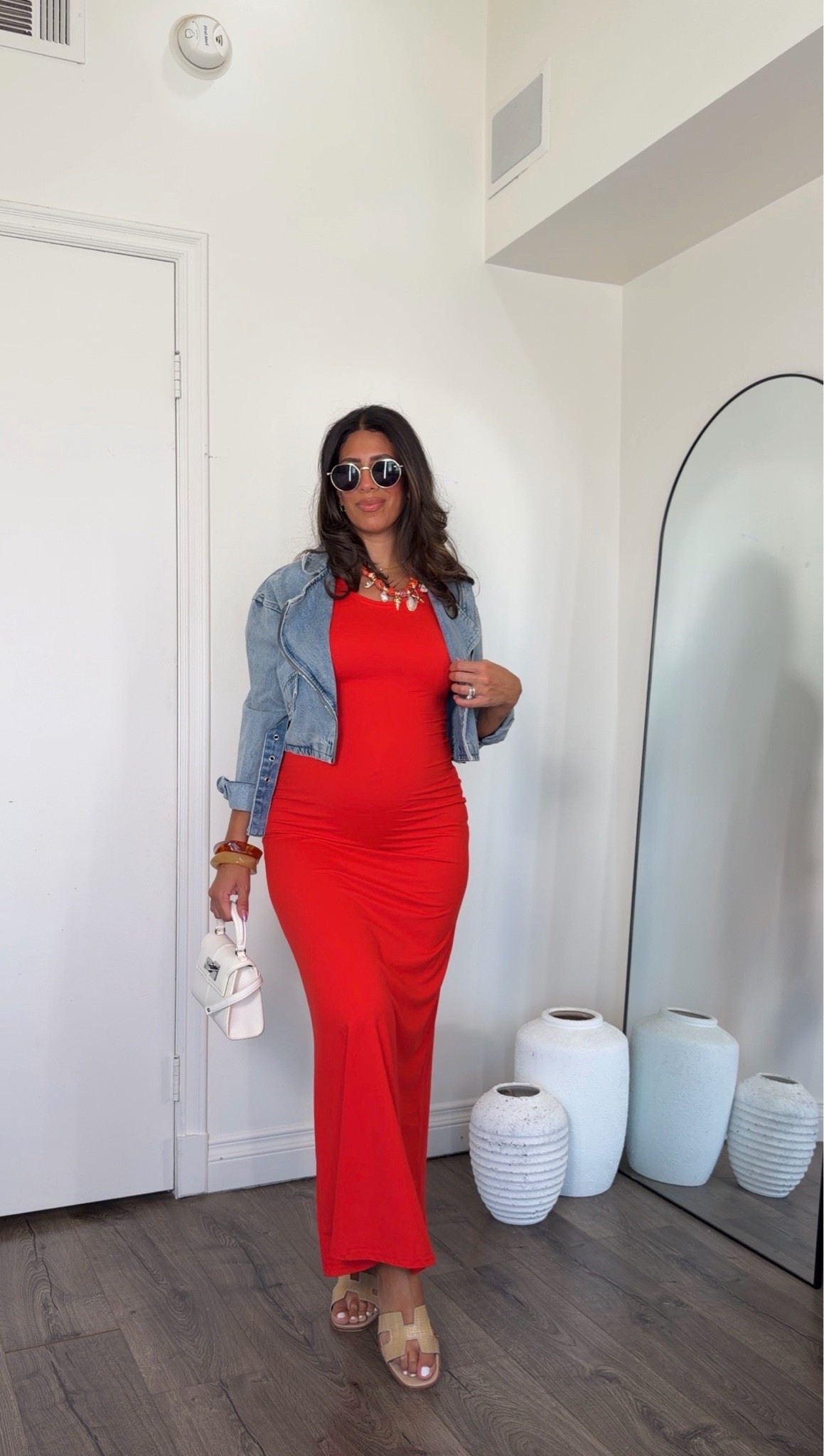 4th of July look! Wearing small in the dress, non maternity and small in the denim bomber jacket

#LTKootd #LTKBump #LTKMidsize