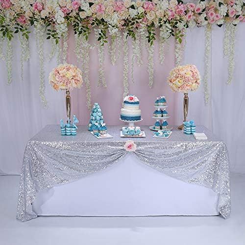 BalsaCircle 60x102-Inch Silver Rectangle Tablecloth for Wedding Party Cake Dessert Events Table L... | Amazon (US)