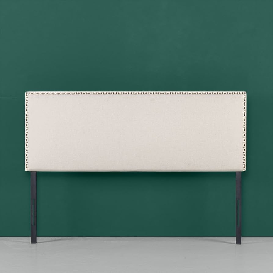 Zinus Jake Upholstered Nailhead Rectangular Headboard in Taupe, Queen | Amazon (US)