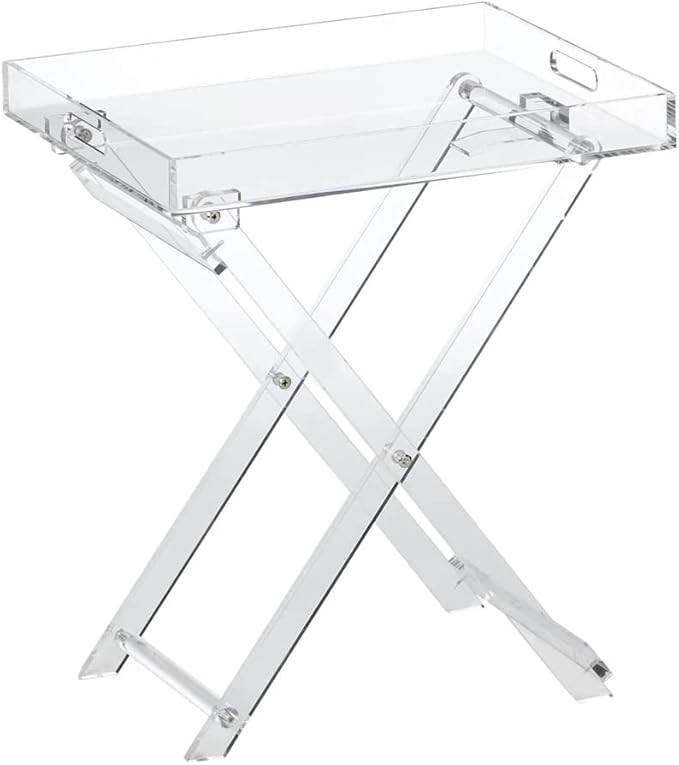 Acrylic Folding Tray Table – Modern Chic Accent Desk - Kitchen and Bar Serving Table - Elegant ... | Amazon (US)