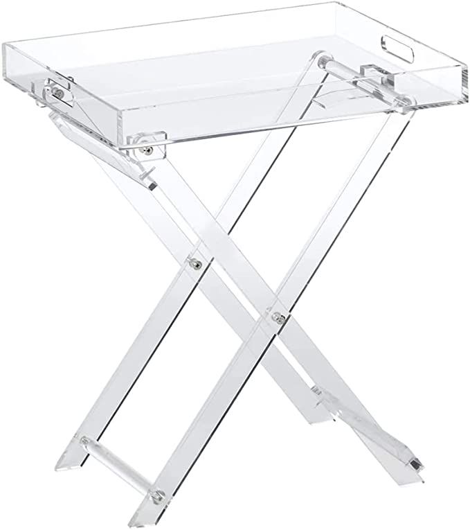 Amazon.com: Acrylic Folding Tray Table – Modern Chic Accent Desk - Kitchen and Bar Serving Tabl... | Amazon (US)
