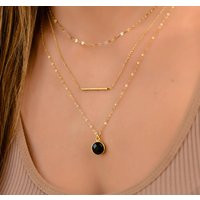 Black Onyx Necklace, Gold Necklaces For Women, & Stone Layered Necklace Set | Etsy (US)