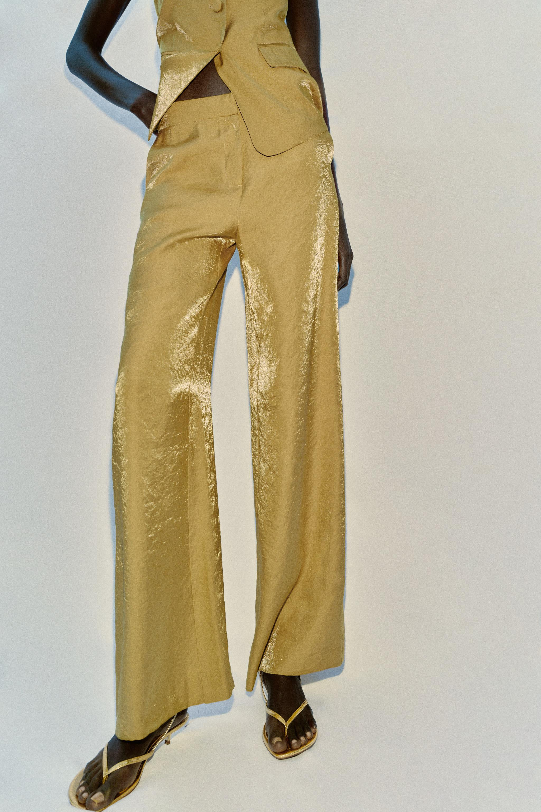 WRINKLE-LOOK STRAIGHT PANTS | Zara US