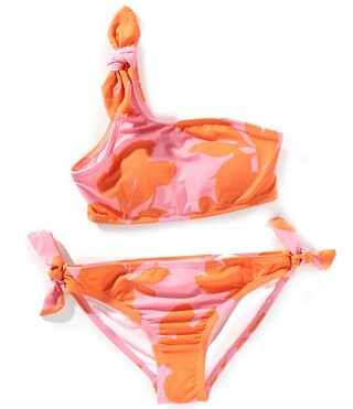 Big Girls 7-16 One Shoulder Tie 2-Piece Swimsuit | Dillard's
