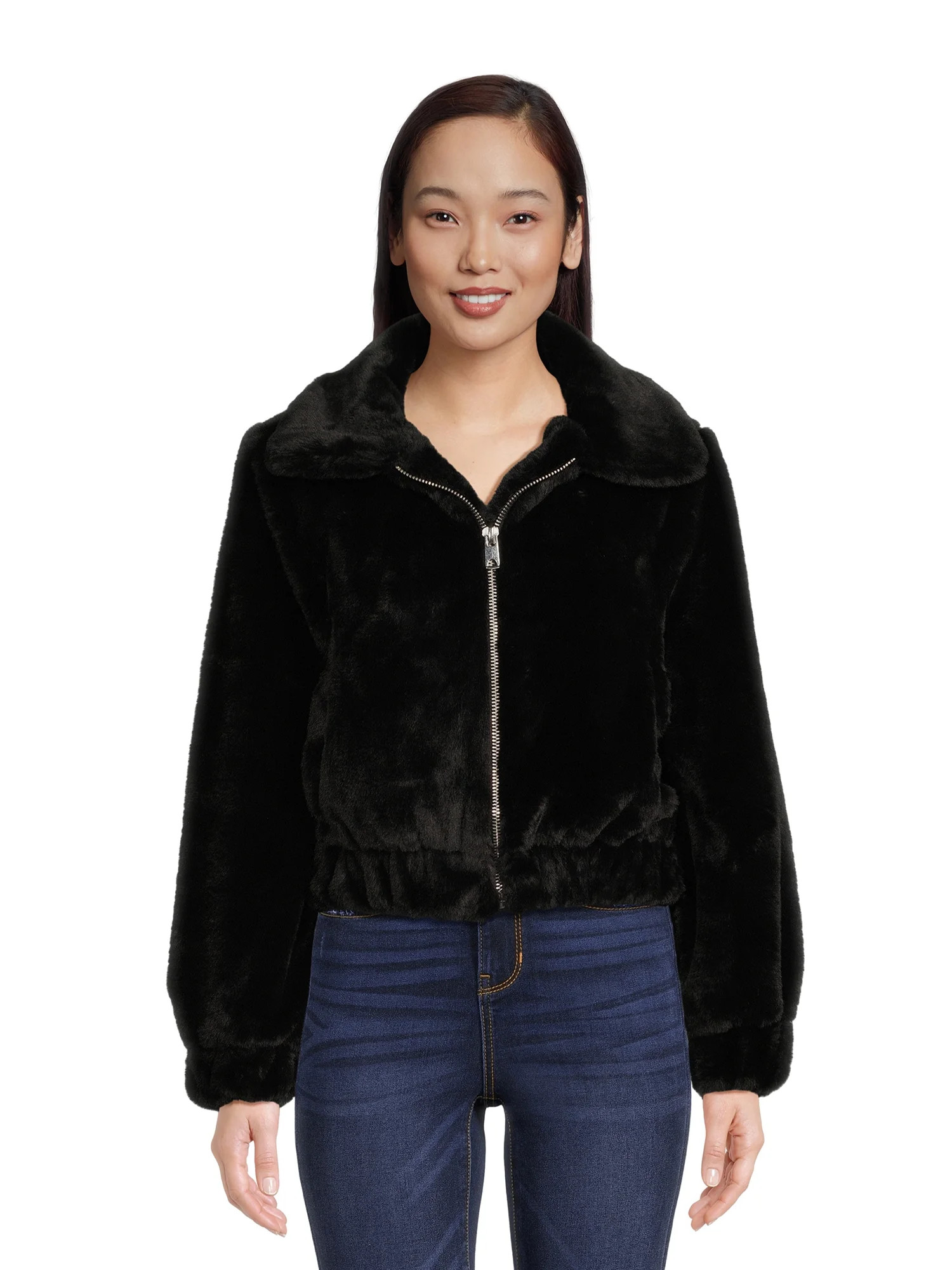 No Boundaries Juniors' Faux Fur Bomber Jacket, Sizes XS-XXXL - Walmart.com | Walmart (US)