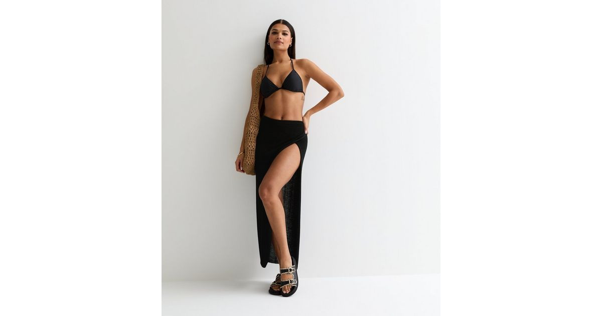 Black Knit Wrap Maxi Beach Skirt
						
						Add to Saved Items
						Remove from Saved Items | New Look (UK)