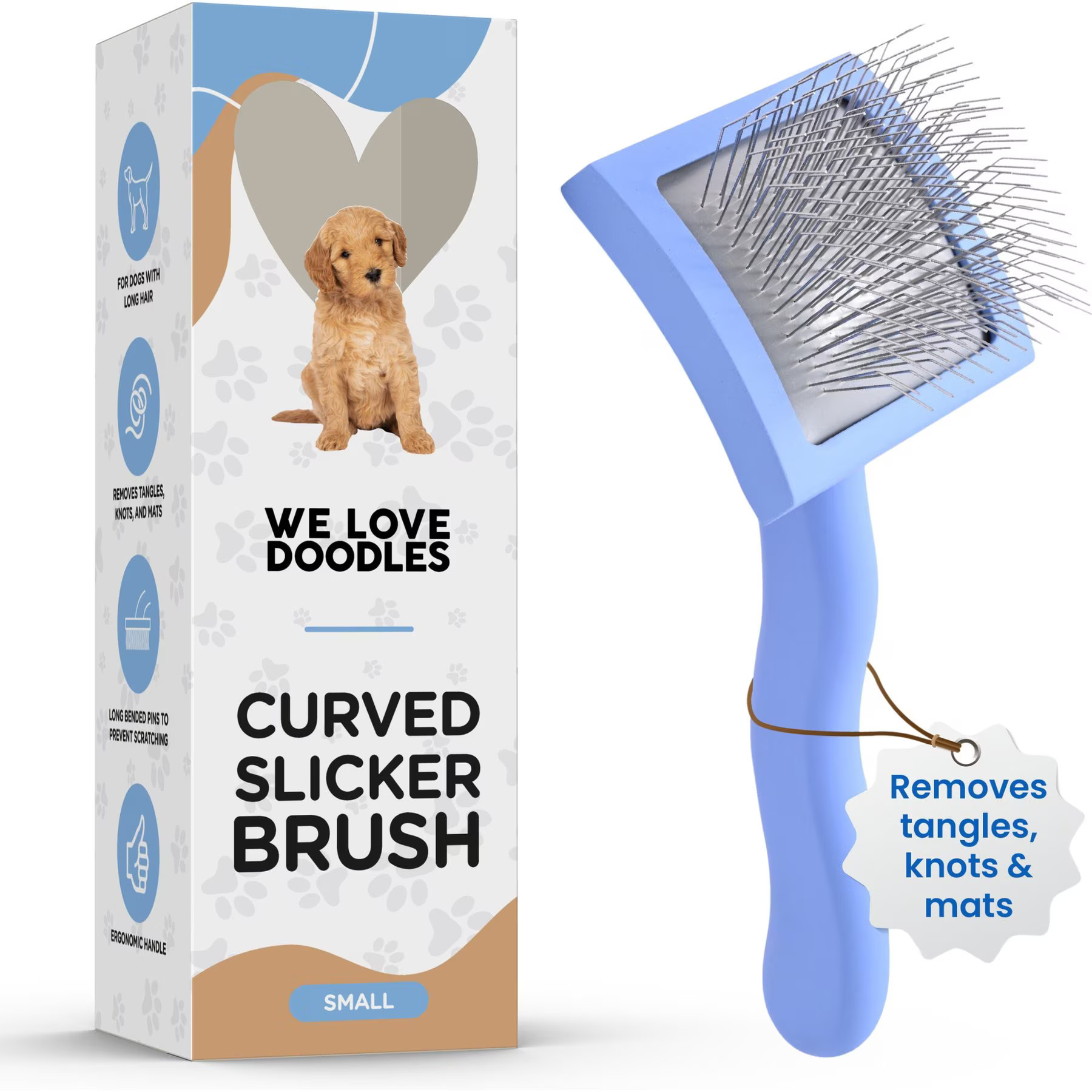 We Love Doodles Professional Grooming Curved Slicker Dog Brush, Small | Chewy