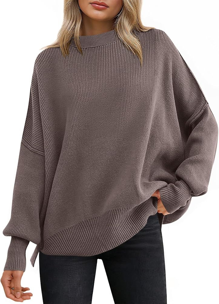 ANRABESS Oversized Sweaters Crewneck Knit Pullover Top | Amazon (US)