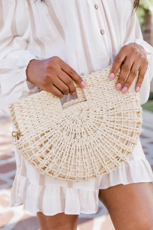 Era Of Love Ivory Half Circle Purse | Pink Lily