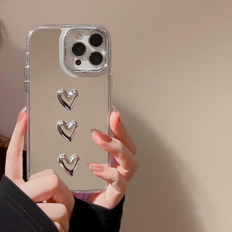 ZTOFERA Mirror Case for iPhone 15 Pro Max, Mirror with Cute 3D Heart for Girls Women Makeup, Hard... | Amazon (US)