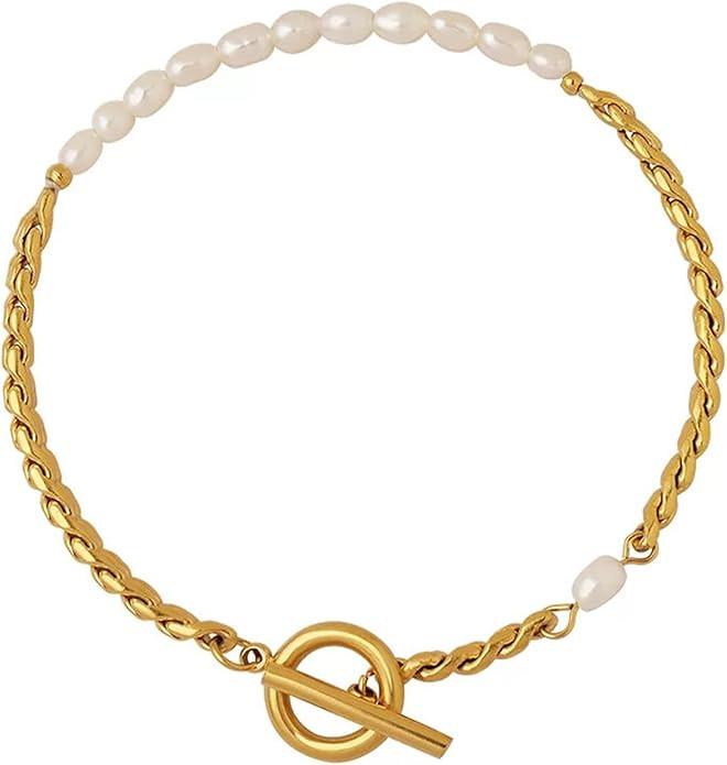 Pearl Bracelet Beachy Jewelry Exquisite Irregular Baroque Pearl Chain Ot Buckle Bracelet | Amazon (US)