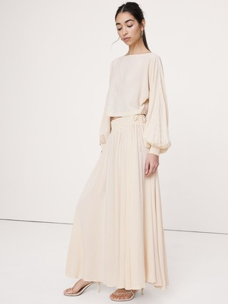 Smocked Georgette Maxi Skirt | Banana Republic (US)