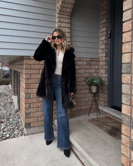 Faux fur forever 😍

Wearing size 4 in the coat, XS in the sweater and 25 in the jeans 💖

#LTKSeasonal #LTKstyletip #LTKfindsunder100