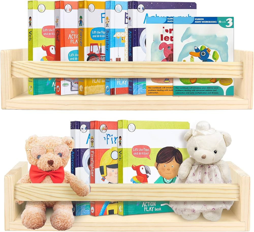hundrecip Floating Book Shelves White Set of 2 for Nursery Bathroom Bedroom (Natural),15.75x3.94x... | Amazon (US)
