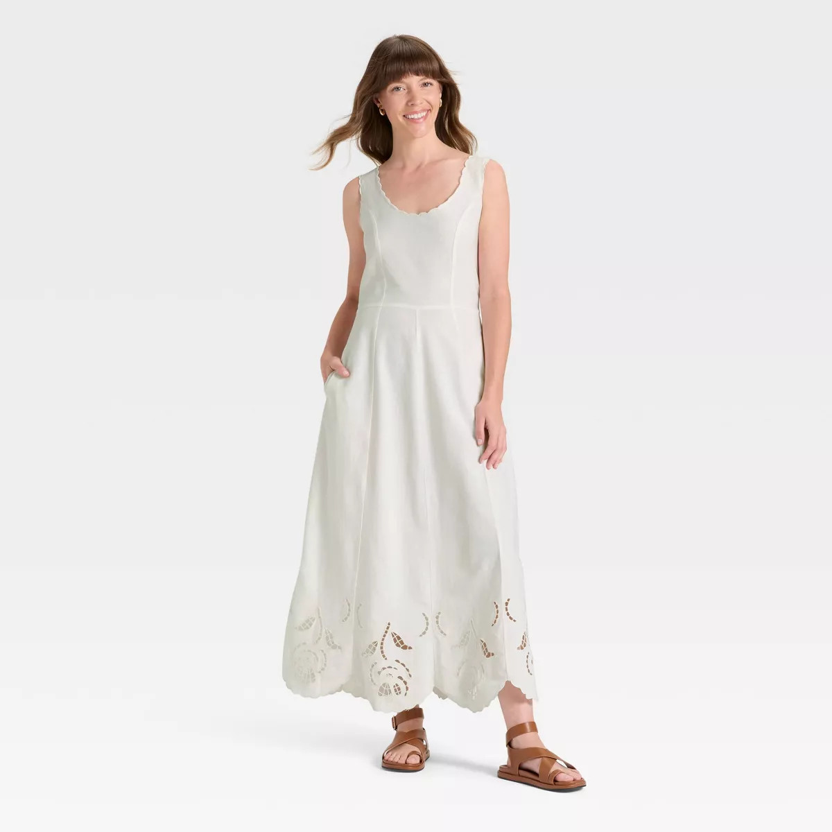 Women's Midi A-Line Dress - Universal Thread™ Cream | Target