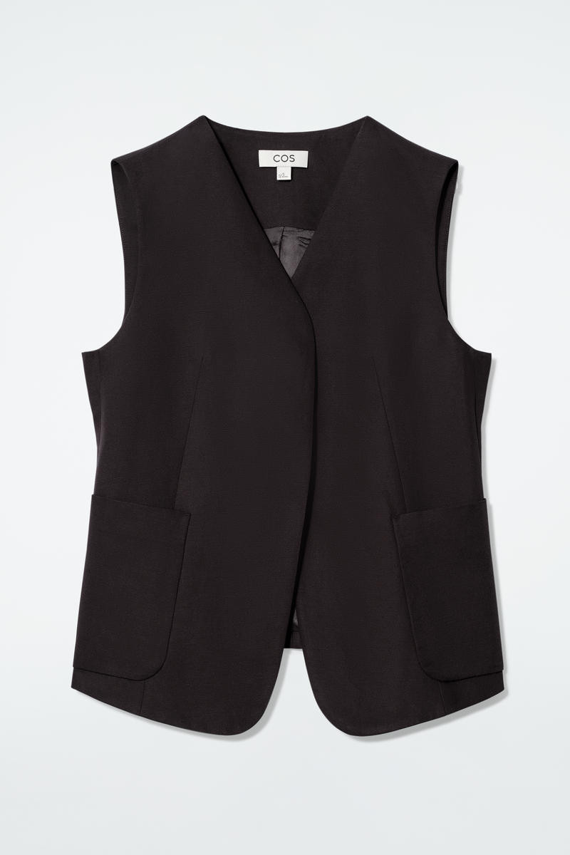 Wrap-Front Linen-Blend Vest in Brown | COS (US)