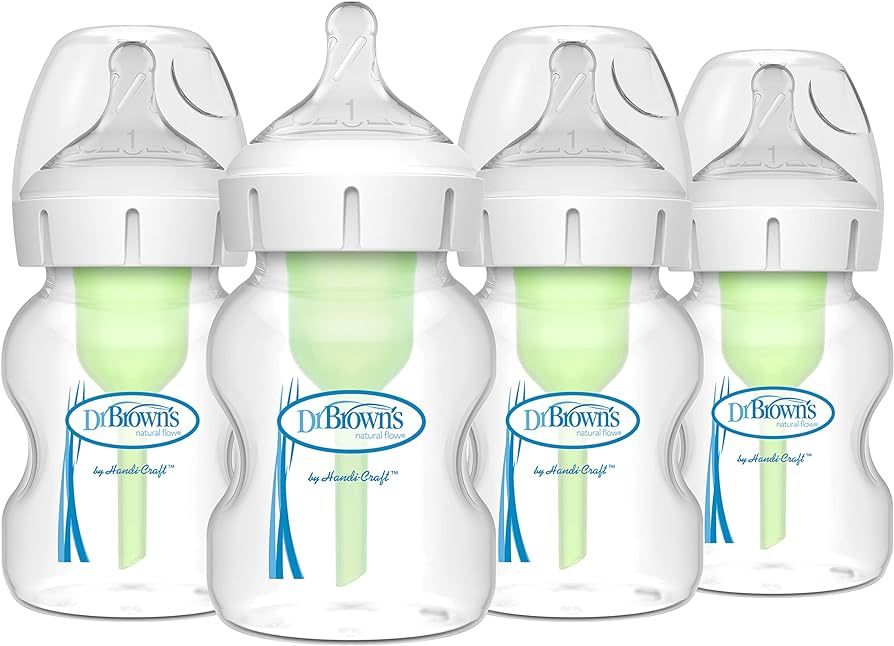 Dr. Brown's Natural Flow Anti-Colic Options+ Wide-Neck Baby Bottles 5 oz/150 mL,with Level 1 Slow... | Amazon (US)