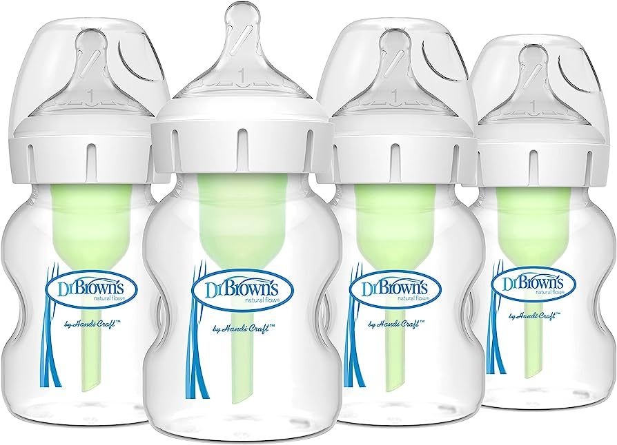 Dr. Brown's Natural Flow Anti-Colic Options+ Wide-Neck Baby Bottles 5 oz/150 mL,with Level 1 Slow... | Amazon (US)