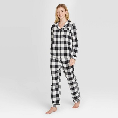 Women's Plaid Perfectly Cozy Flannel Long Sleeve Notch Collar Top and Pants Pajama Set - Stars Ab... | Target