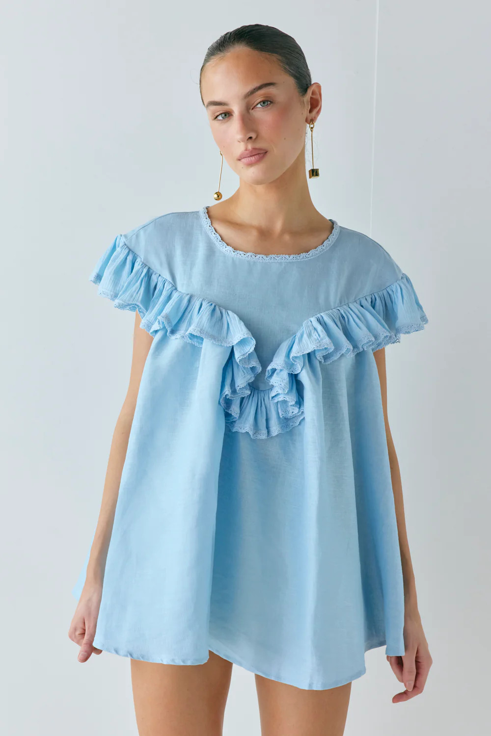 Viola Linen Tunic Sky | VRG Grl