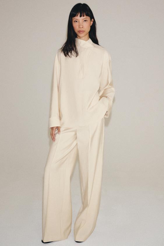 Zara - Zw Collection Crossover Shirt - Mid-Ecru - Xs - Woman | Zara US