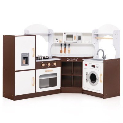 Honeyjoy Corner Play Kitchen with Ice Maker Microwave Oven for Kids 3+ Years Old Wooden Toy | Target