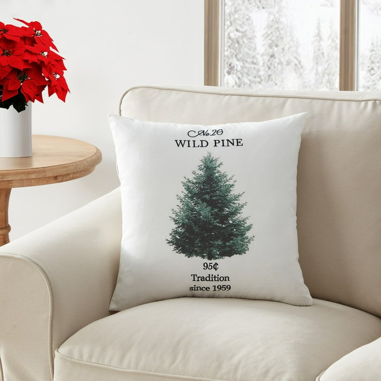 My Texas House Holiday Pine Tree Square Decorative Pillow Cover, 18" x 18", Multi | Walmart (US)
