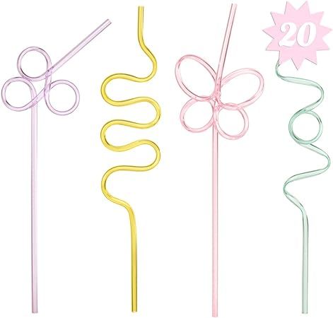 xo, Fetti Pastel Reusable Straw Set - 20 pc | Rainbow Birthday Party, Butterfly Bachelorette, Bri... | Amazon (US)