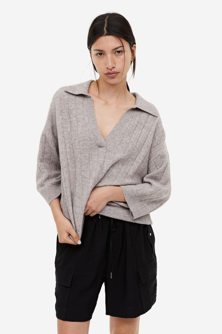 Rib-knit Sweater with Collar | H&M (US + CA)