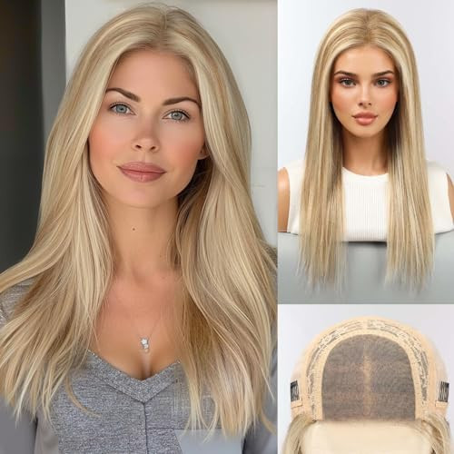 starluck Wigs Human Hair Lace Front Wigs Human Hair for Women Ash Blonde Pelucas De Mujer Pelo Humano 16 Inch Straight Realistic and Natural Daily Wear | Amazon (US)