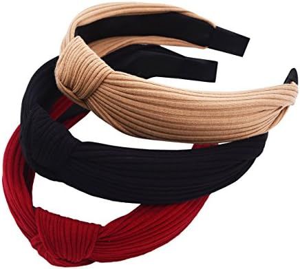 STHUAHE Pack of 3 Women Wide Stripes Cloth Cross Knot Hair Hoop Hairband Headband Hair Accessorie... | Amazon (US)