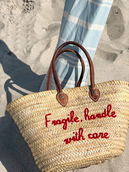 Favorite beach bag, wicker bag. Customizable 

#LTKswim #LTKFind #LTKtravel