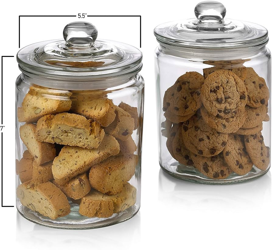 2 Pc 1/2 Gallon 64oz Clear Glass Storage Jar with Lids - Airtight Food Jars - Glass Kitchen Conta... | Amazon (US)