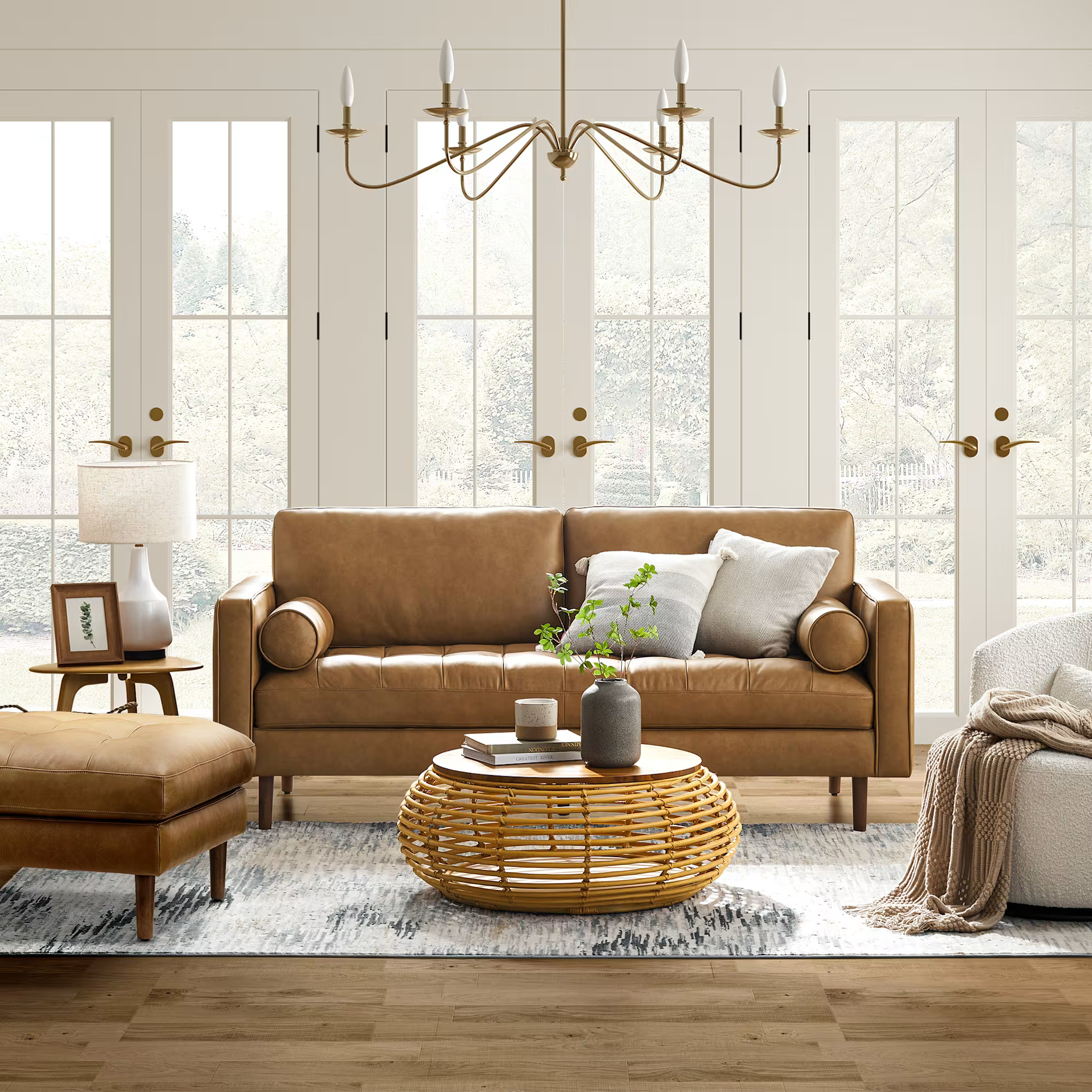 Madison Leather Chaise Sectional Couch | Castlery US | Castlery US