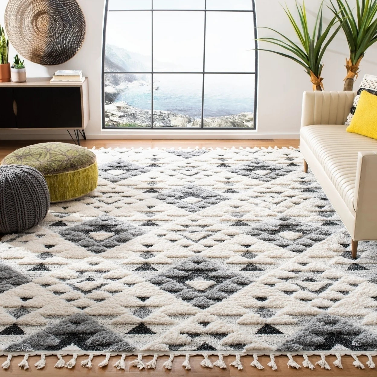 Safavieh Moroccan Tassel Shag Rug Collection Modern Geometric Shag Area Rug, 5' x 7' - Walmart.co... | Walmart (US)