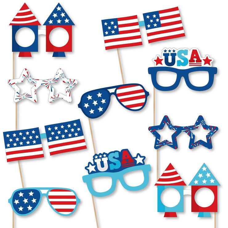 Big Dot of Happiness Firecracker 4th of July Glasses - Paper Card Stock Red, White and Royal Blue... | Target