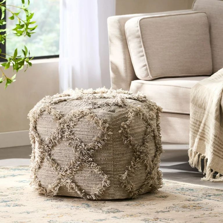Noble House Cube Tufted Fabric Pouf | Walmart (US)