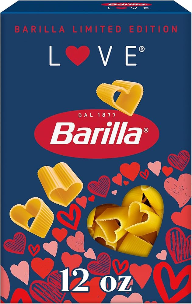 Barilla Limited Edition Love Pasta, Non-GMO Heart Shaped Pasta Made with Durum Wheat Semolina - K... | Amazon (US)