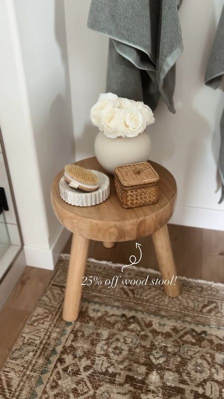 25% off my wood stool! I love this in the bathroom, but would totally work next to a sofa, chair, entryway, etc!

#LTKhome #LTKfindsunder100 #LTKsalealert
